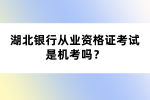 湖北银行从业资格证考试是机考吗？