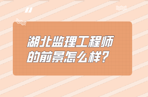 湖北监理工程师的前景怎么样? 湖北监理工程师的前景怎么样?