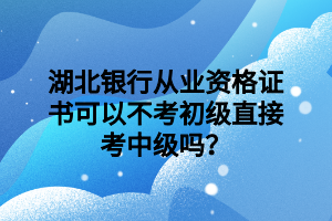 湖北银行从业资格证书可以不考初级直接考中级吗？
