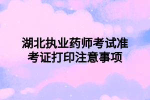 湖北执业药师考试准考证打印注意事项 湖北执业药师考试准考证打印注意事项
