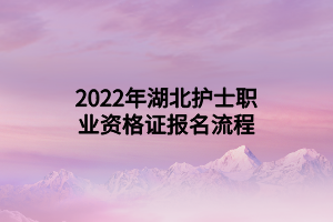 2022年湖北护士职业资格证报名流程