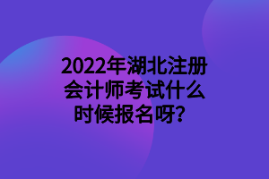2022年湖北注册会计师考试什么时候报名呀？