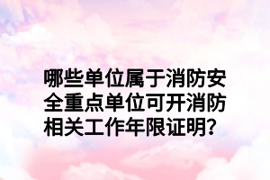 哪些单位属于消防安全重点单位可开消防相关工作年限证明？