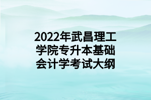 2022年武昌理工学院专升本基础会计学考试大纲 2022年武昌理工学院专升本基础会计学考试大纲