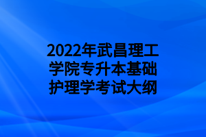 2022年武昌理工学院专升本基础护理学考试大纲 2022年武昌理工学院专升本基础护理学考试大纲