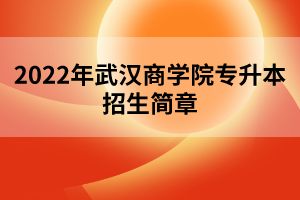 2022年武汉商学院专升本招生简章