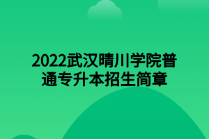 2022武汉晴川学院普通专升本招生简章