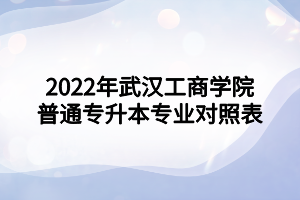 2022年武汉工商学院普通专升本专业对照表