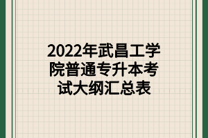 2022年武昌工学院普通专升本考试大纲汇总表