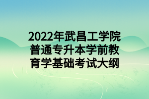 2022年武昌工学院普通专升本学前教育学基础考试大纲