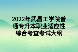 2022年武昌工学院普通专升本职业适应性综合考查考试大纲