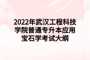 2022年武汉工程科技学院普通专升本应用宝石学考试大纲
