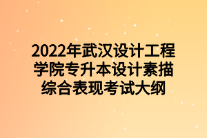 2022年武汉设计工程学院专升本设计素描综合表现考试大纲