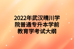 2022年武汉晴川学院普通专升本学前教育学考试大纲 2022年武汉晴川学院普通专升本学前教育学考试大纲