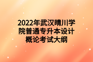 2022年武汉晴川学院普通专升本设计概论考试大纲