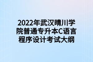 2022年武汉晴川学院普通专升本C语言程序设计考试大纲