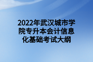 2022年武汉城市学院专升本会计信息化基础考试大纲 2022年武汉城市学院专升本会计信息化基础考试大纲