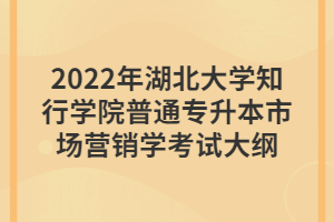 2022年湖北大学知行学院普通专升本市场营销学考试大纲