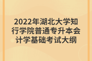 2022年湖北大学知行学院普通专升本会计学基础考试大纲