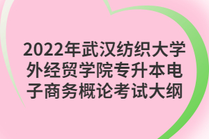 2022年武汉纺织大学外经贸学院专升本电子商务概论考试大纲 2022年武汉纺织大学外经贸学院专升本电子商务概论考试大纲