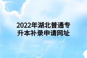 2022年湖北普通专升本补录申请网址