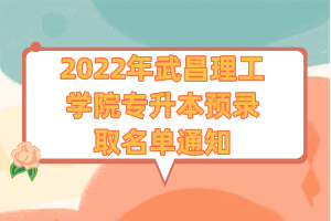 2022年武昌理工学院专升本预录取名单通知