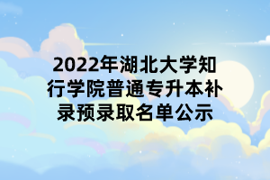 2022年湖北大学知行学院普通专升本补录预录取名单公示