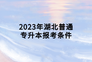 2023年湖北普通专升本报考条件